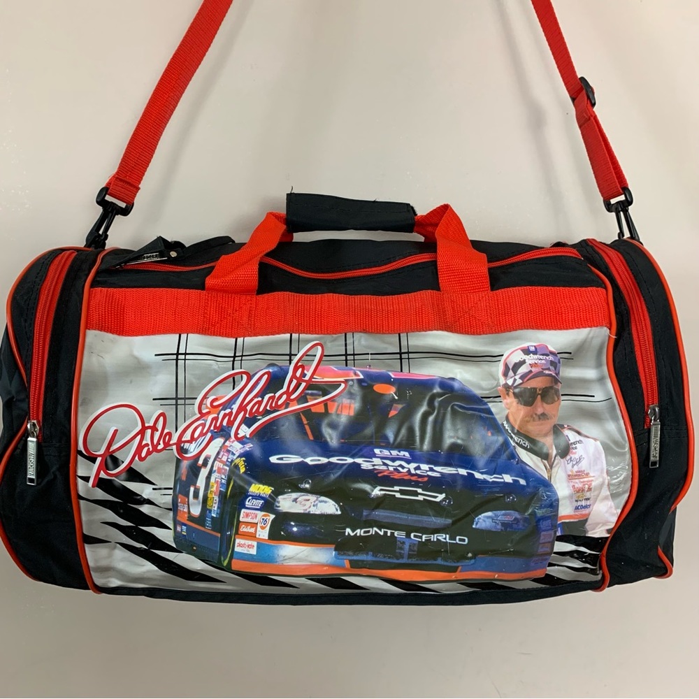 VINTAGE 90's NASCAR Dale Earnhardt #3 Black & Red GRAPHIC Duffle TRAVEL BAG